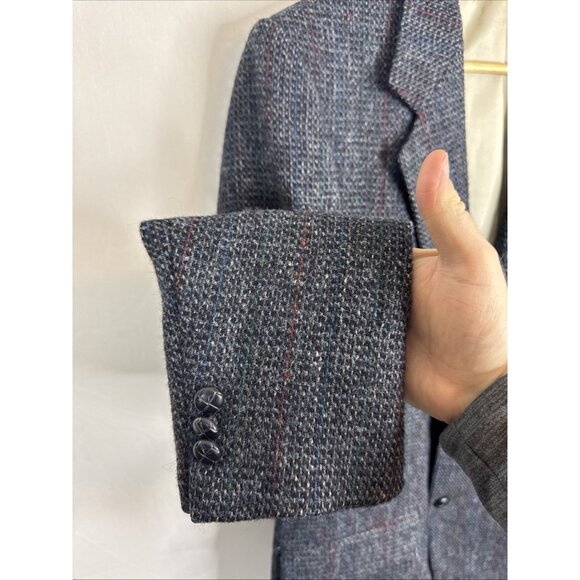 Vintage Harris Tweed The Bay Blazer 40L Tall Wool Sport Coat Scottish Gray - Picture 2 of 8